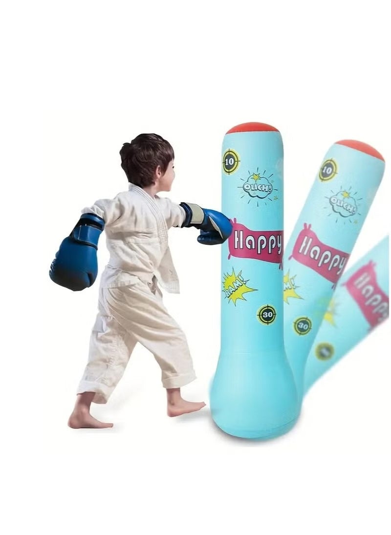 صندوق العاب عمود ملاكمة قابل للنفخ، حقيبة ملاكمة للأطفال بطول 120 سم، حقيبة ملاكمة قابلة للنفخ للياقة البدنية للكاراتيه والتايكوندو، ألعاب تدريب سرعة الركل لتخفيف التوتر للأطفال والكبار - Image 1